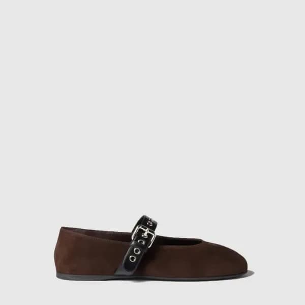 미우미우 여성 스웨이드 발레리나 - Miumiu Womens Suede Ballerina … 이미지 1/3