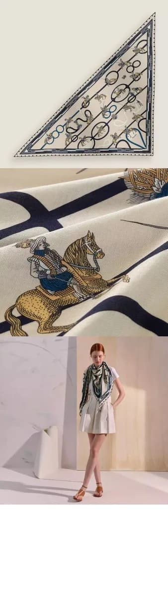 에르메스 여성 파사드와 사펜타인 자이언트 트라이앵글 스카프 - Hermes Womens Passades et Serpentines Giant Triangle Scarf - acc8827x 이미지 3/4