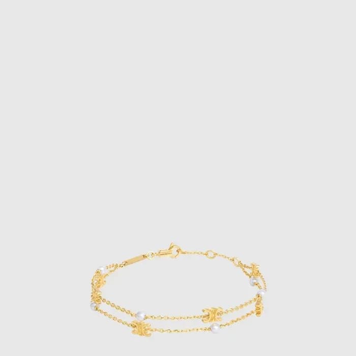셀린느 여성 트리옹프 펄 더블 브레이슬릿 - Celine Womens Triomphe Pearl Double Bracelet - acc10608x 이미지 1/3