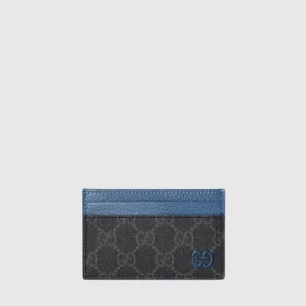 구찌 남성 더스티 블루 트리밍 GG 카드 케이스 - Gucci Mens Dusty Blue… 이미지 1/4