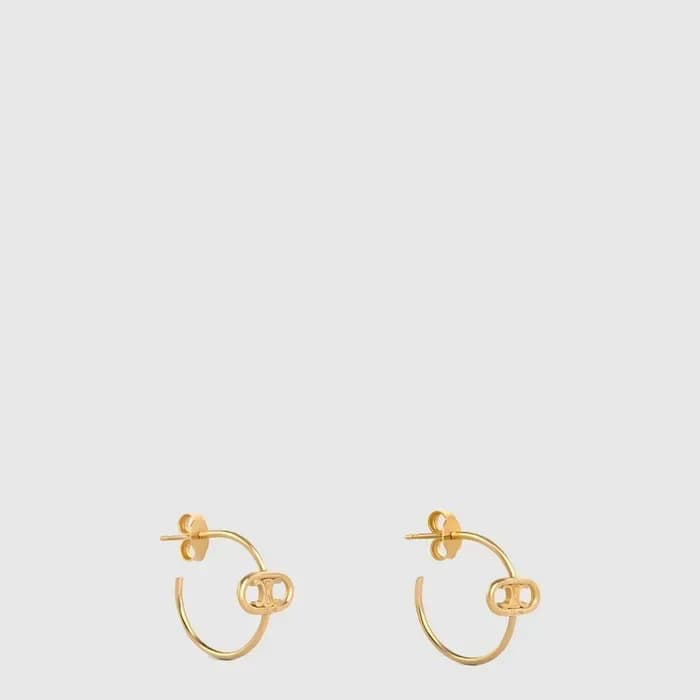 셀린느 여성 트리옹프 스파클 후프 이어링 - Celine Womens Triomphe Sparkle Hoop Earring - acc10489x 이미지 1/3