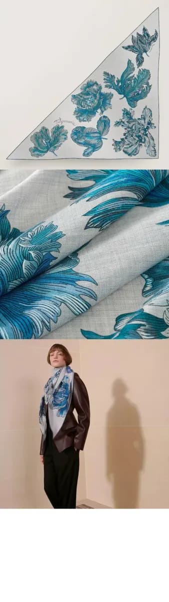 에르메스 여성 튤립포마니 자이언트 트라이앵글 스카프 - Hermes Womens Tulipomanie Giant Triangle Scarf - acc8808x 이미지 3/4
