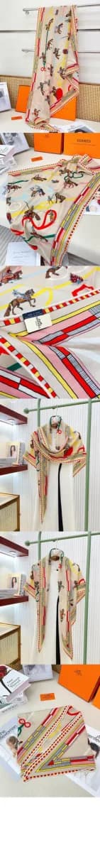 에르메스 여성 파사드와 사펜타인 자이언트 트라이앵글 스카프 - Hermes Womens Passades et Serpentines Giant Triangle Scarf - acc8829x 이미지 4/4
