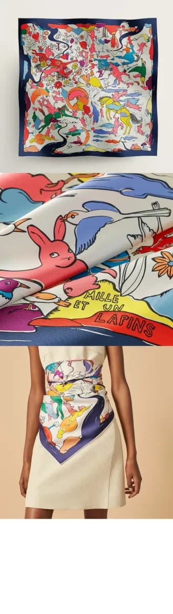 에르메스 여성 밀레 라핀 토끼 스카프 - Hermes Womens Mille et Un Lapins Scarf - acc8873x 이미지 3/3
