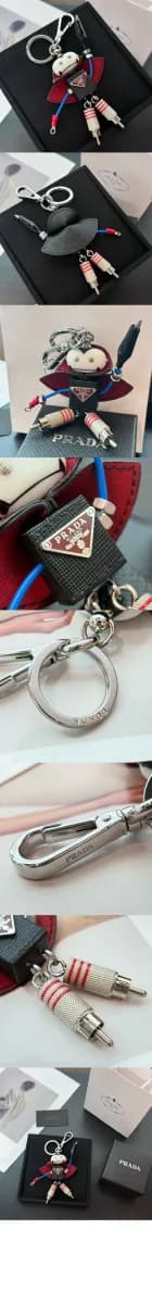 프라다 남/녀 로봇 사피아노 가죽 백 참 - Prada Unisex Robot Saffiano Leather Bag Charm - acc10247x 이미지 3/3