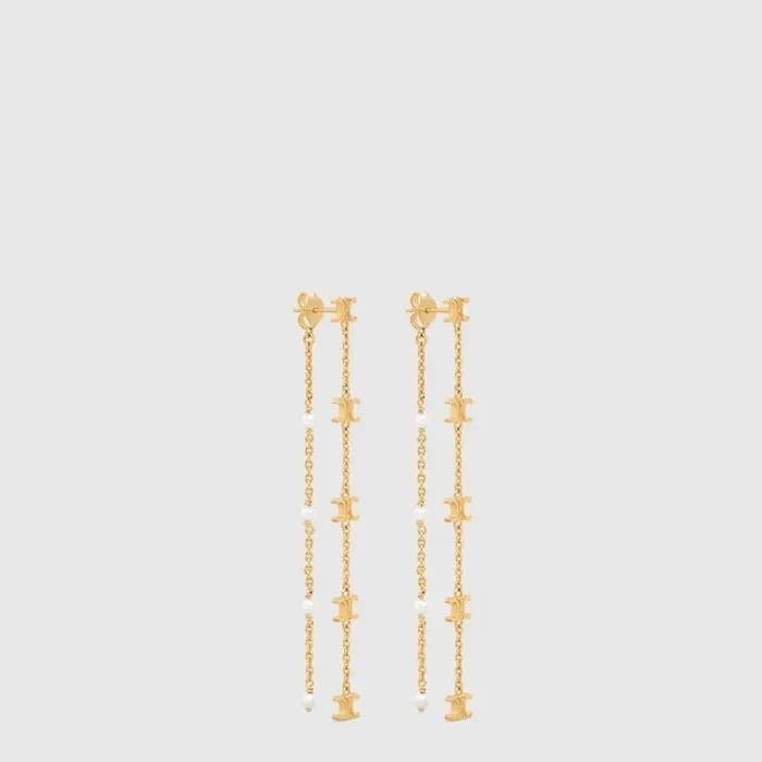 셀린느 여성 트리옹프 롱 펄 이어링 - Celine Womens Triomphe Long Pearl Earring - acc10603x 이미지 2/3