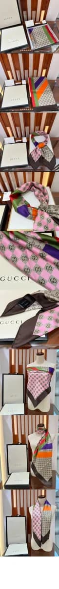 구찌 여성 기하 GG 프린트 트윌 스카프 - Gucci Womens Geometric GG Print Twill Scarf - acc8968x 이미지 4/4