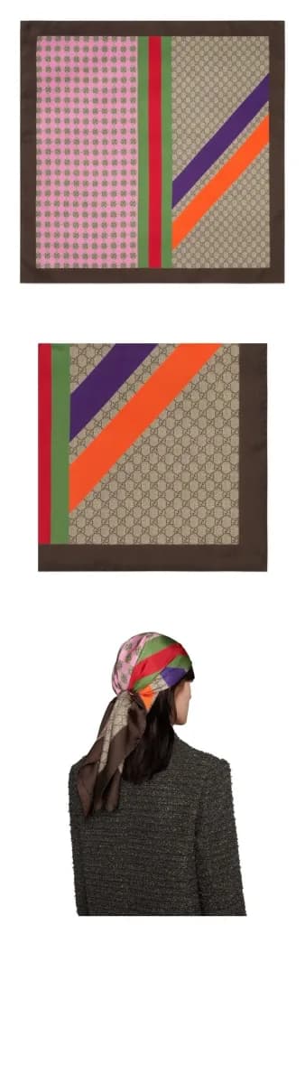 구찌 여성 기하 GG 프린트 트윌 스카프 - Gucci Womens Geometric GG Print Twill Scarf - acc8968x 이미지 3/4