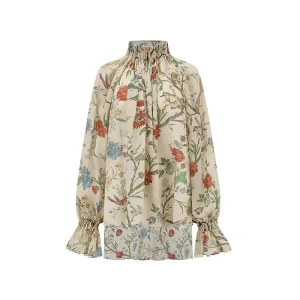 디올 여성 베이지 플로럴 프린트 롱 블라우스 - Dior Womens Beige Floral Print Cotton Long Blouse - dic16429x 이미지 1/21