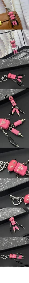 프라다 남/녀 로봇 사피아노 가죽 백 참 - Prada Unisex Robot Saffiano Leather Bag Charm - acc10257x 이미지 3/4