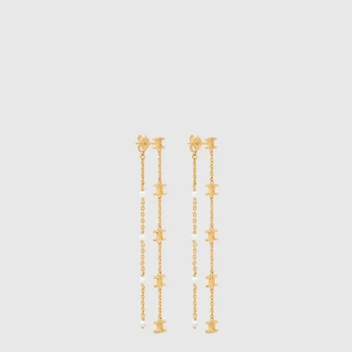 셀린느 여성 트리옹프 롱 펄 이어링 - Celine Womens Triomphe Long Pearl Earring - acc10603x 이미지 1/3