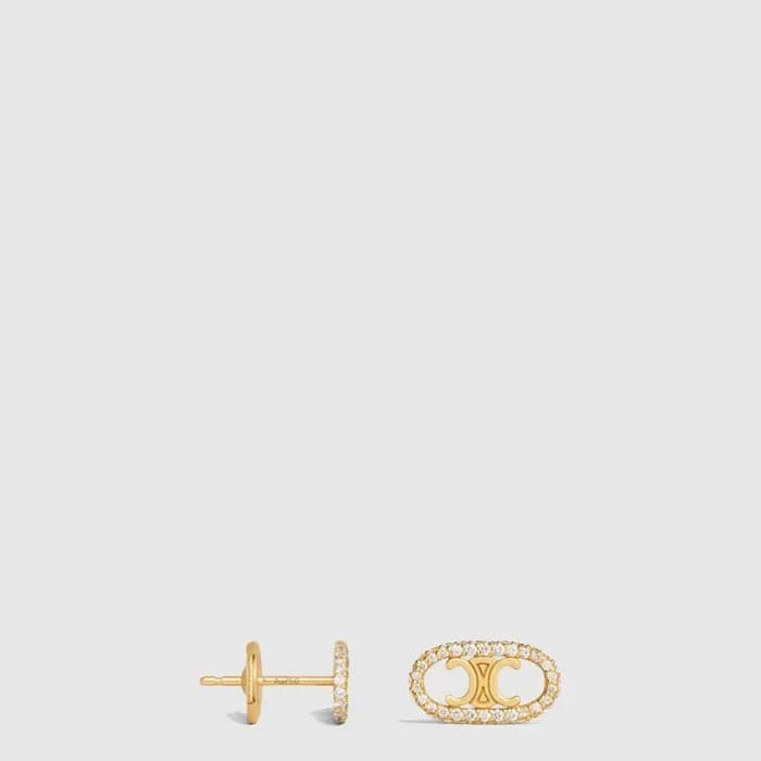 셀린느 여성 마이용 트리옹프 다이아몬드 스터드 이어링 - Celine Womens Maillon Triomphe Diamond Stud Earring - acc10630x 이미지 1/3