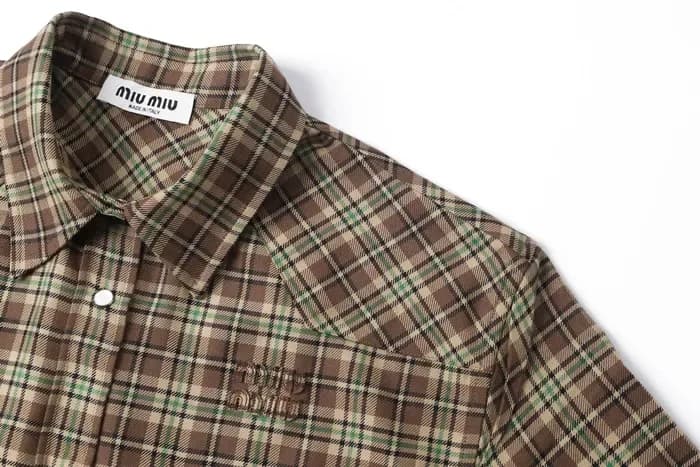 미우미우 남/녀 체크 셔츠 - Miumiu Unisex Flanner Shirts - mic17235x 이미지 6/11